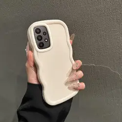 Solid Color Wave Silicone Shock - Absorbing Phone Case - Samsung F23 5G (White)