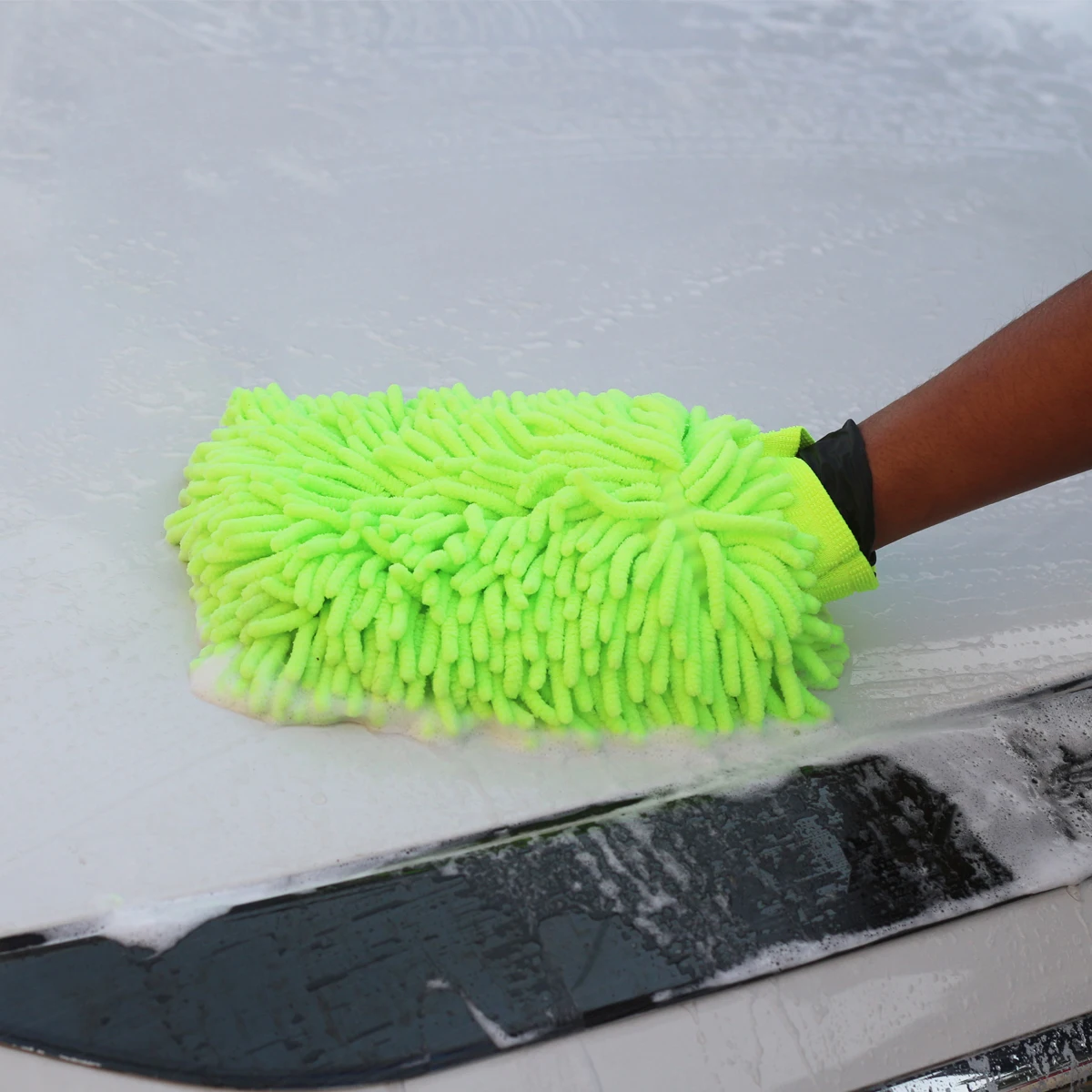 Chenille car wash special gloves double-sided coral insect car cleaning gloves plush bear paw cleaning tools supplies