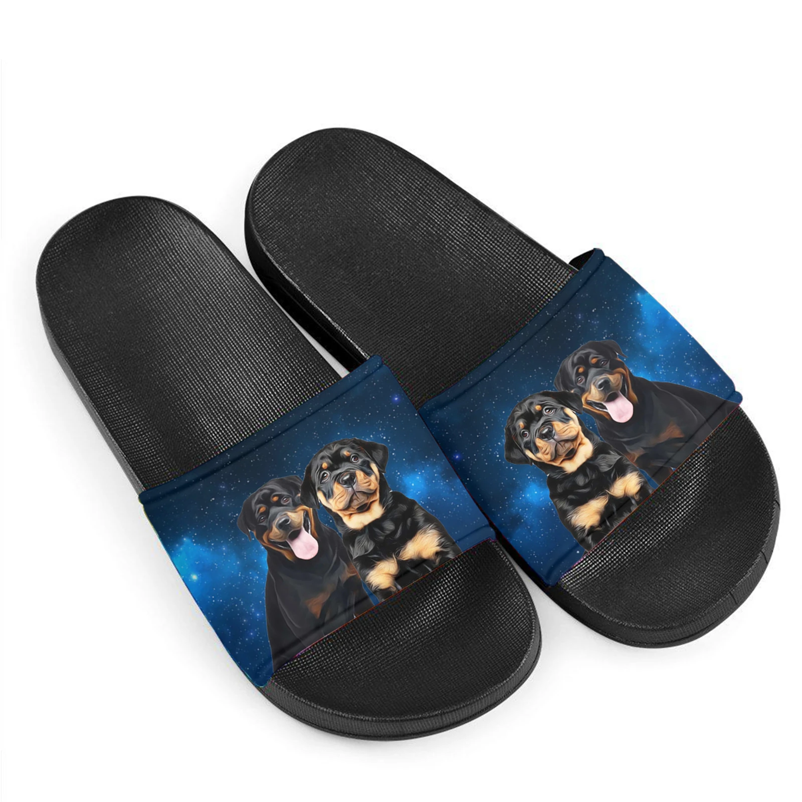 Fashion Rottweiler Printed Slippers Women Summer Breathable Comfortable Slides Home Non-slip Outdoor Beach Couple Sandals Female