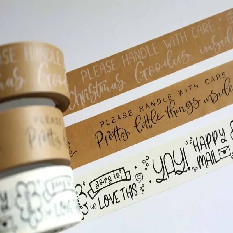 

Customized productBox Seal Tape Custom Logo Water Activated Reinforced Kraft Paper Tape Adhesive Custom Packing Tape