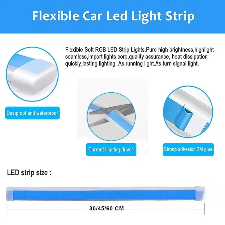 DRL �ڵ��� ������ LED �ְ� �����, ���� ���õ�, ��� ������Ʈ, 30cm, 45cm, 60cm, 2 ��