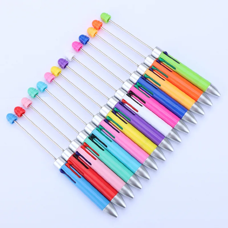 

5pcs DIY Creative Business Four Color Refill Beaded Pen Cute Beadable Ballpoint Pens Puzzle Multi Color Jewelry Beaded Ball Pen