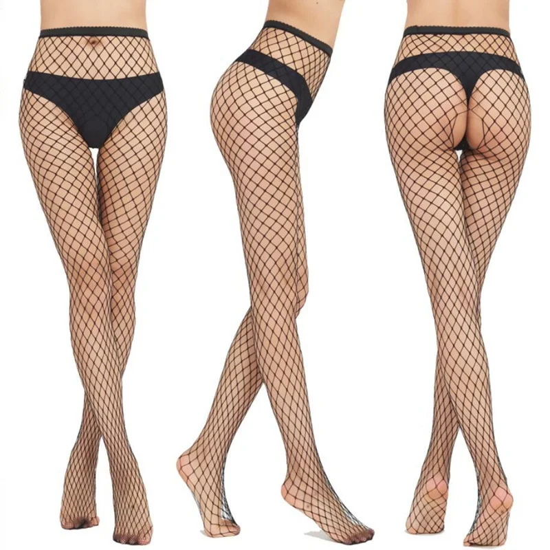 Women Sexy Erotic Lingerie Tights Lolita Long Fishnet Open Crotch Socks Fish Net Pantyhose Mesh High Girls Black Body Stockings