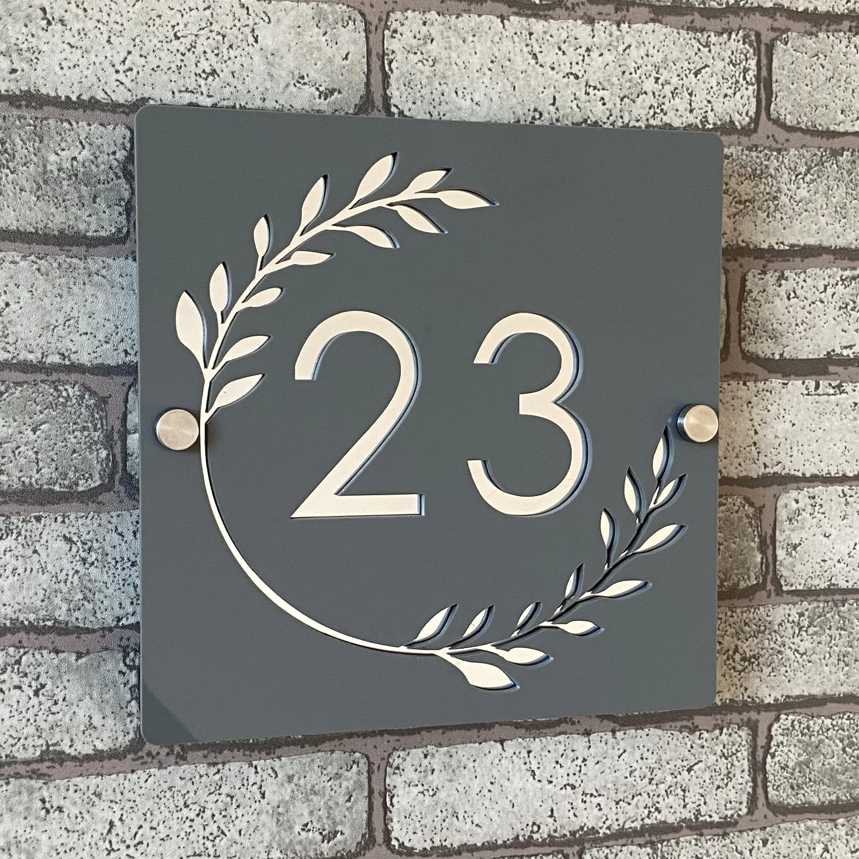 Personalized 3D Hollow Acrylic Outdoor House Number Plate Customizable Address Sign Home Wall Room Gray Silver Plaque Name house number signs house numbers number plate house wall plaques