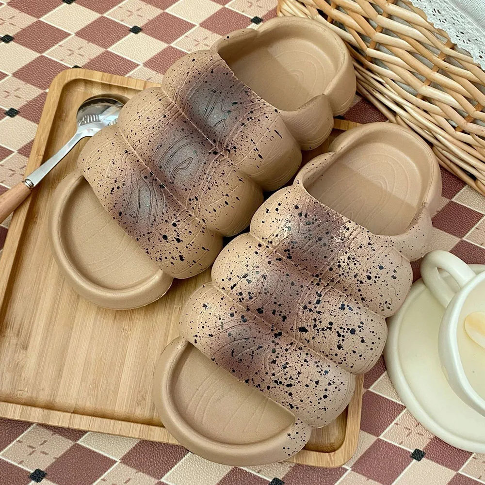 

Summer Slippers Men Women Indoor EVA high Soft Bottom Sandals Trend Slides Light Outdoor Beach Shoes Bread Slippers Home qt170