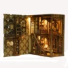 DIY Wooden Antique Book Collection Room Book Nook Shelf Insert Miniature Model Kits With Light Bookshelf Bookend Friends Gifts 5