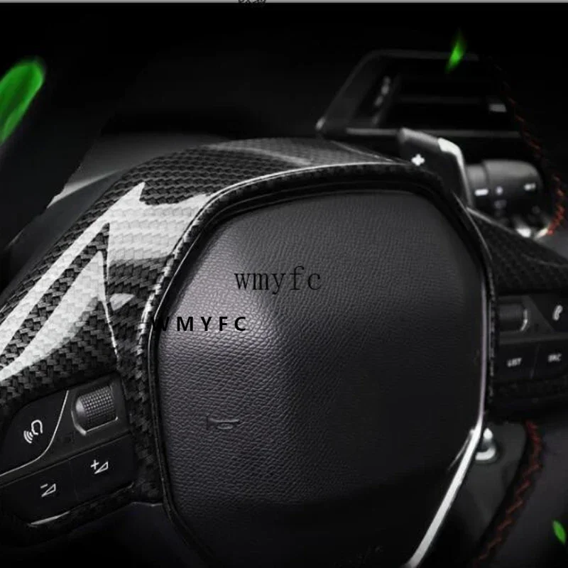 

Аксессуары для стайлинга автомобиля для Peugeot 3008 GT 5008, наклейка из АБС-углеродного волокна, отделка Руля, декоративная рамка, чехол 2017-2021