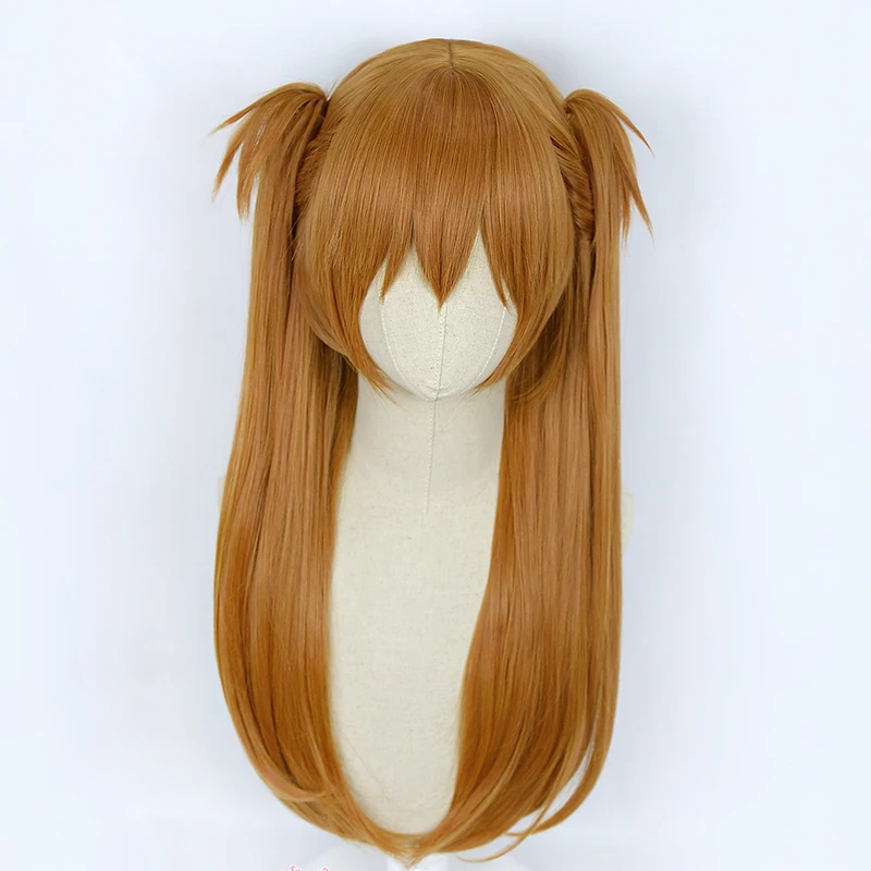 EVA Asuka Langley Soryu Anime cosplay Wig Wig Cap 2 Ponytail Clips Heat Resistant Synthetic Hair