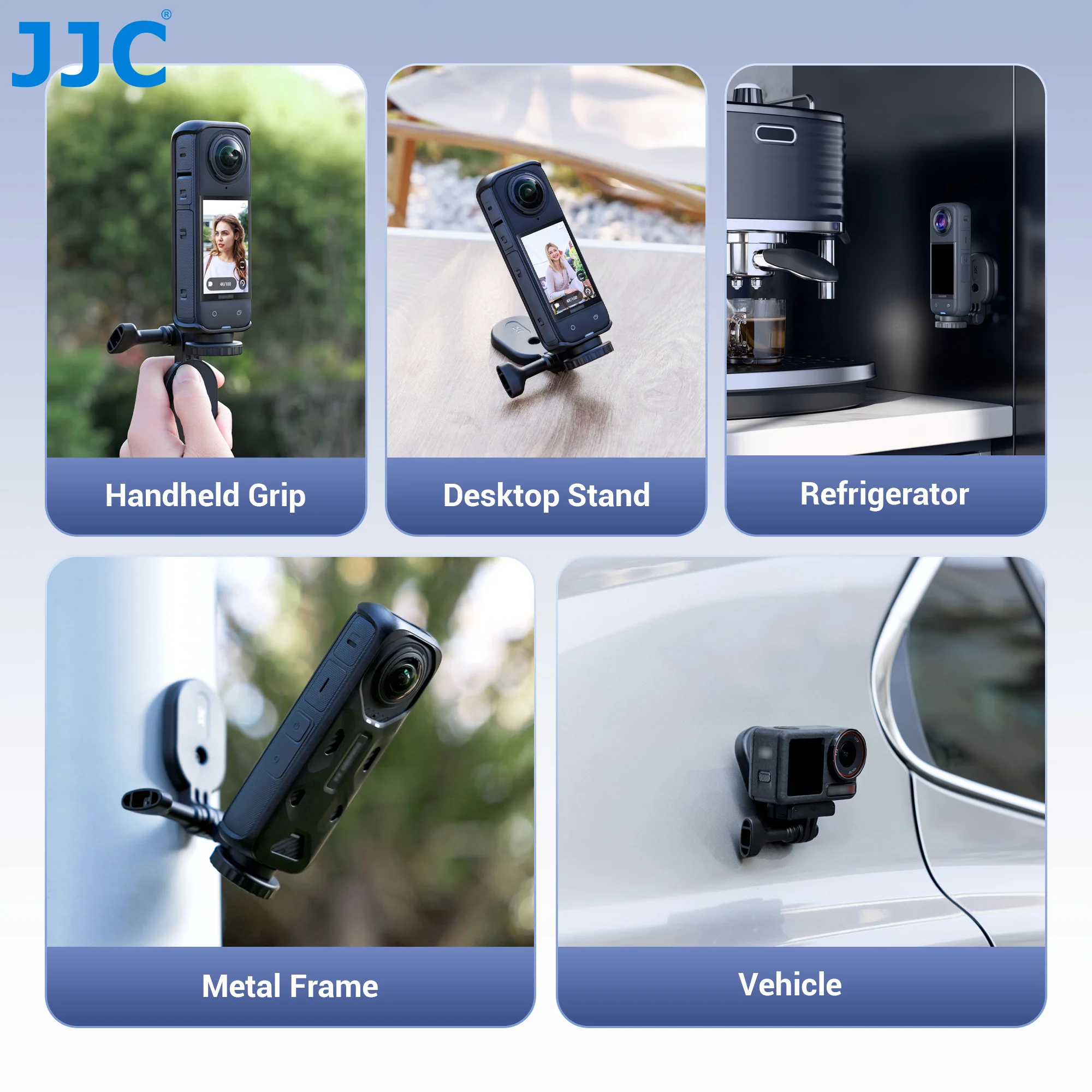 GEEKRIA Supporto magnetico compatibile con DJI Osmo 360, Action 5 Pro, 4, 3 telecamere d'azione, supporti stabilizzatori da scrivania, maniglia regolabile, adatto per ufficio, esterno (nero