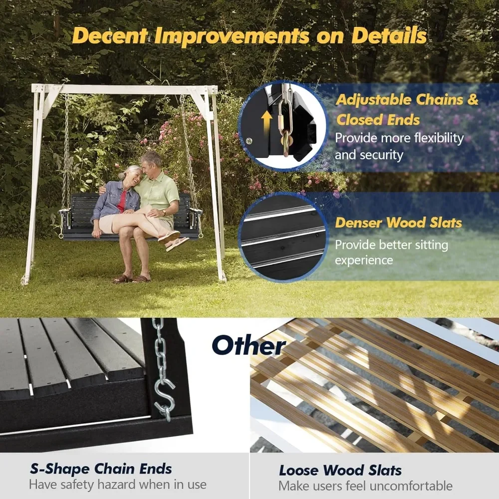 Upgraded Patio Wooden Porch Swing 4