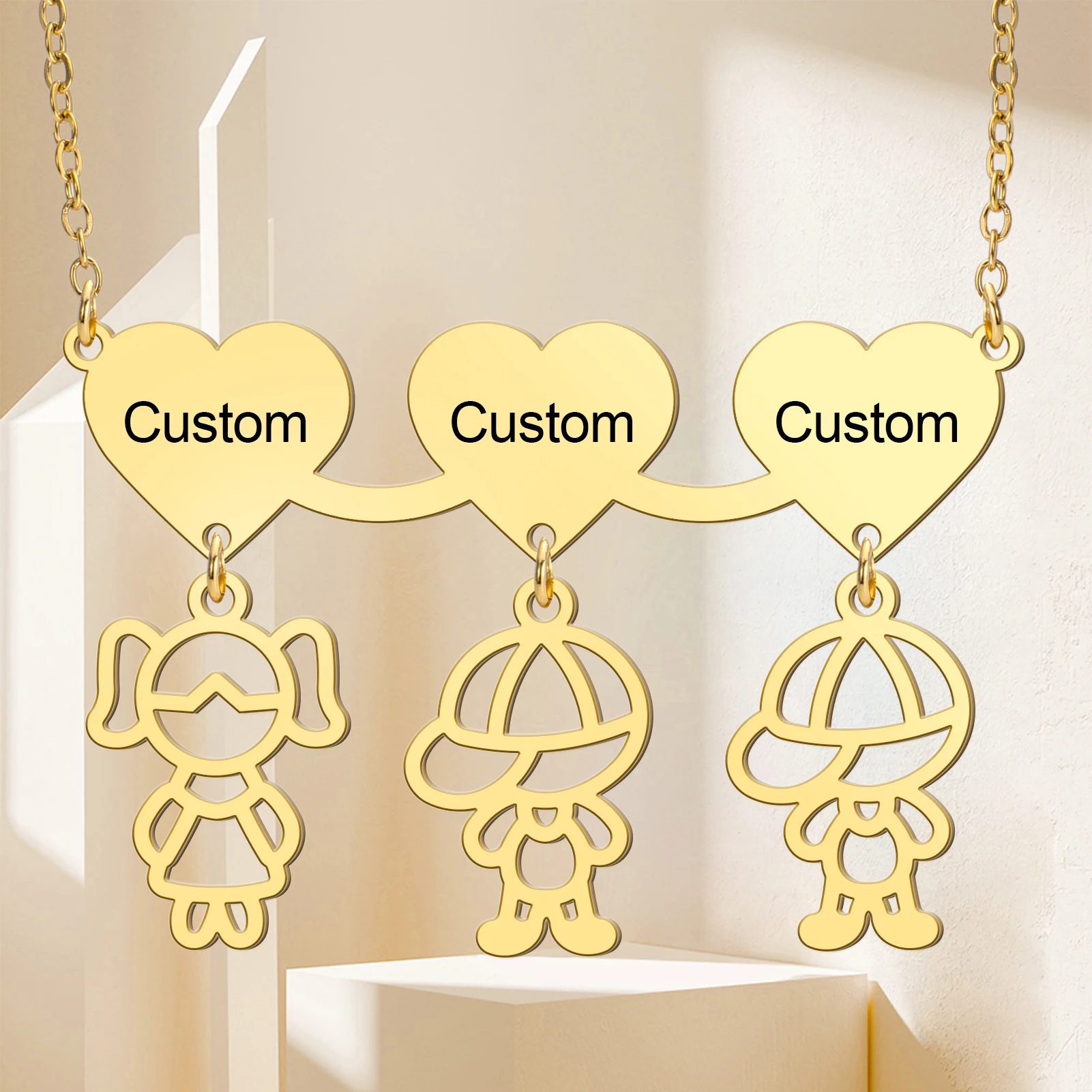 COOLTIME Süße Mädchen Junge individuelle Namenskette Edelstahl Mode personalisierte Paar Anhänger Halskette Schmuck Geschenk – Detail 14