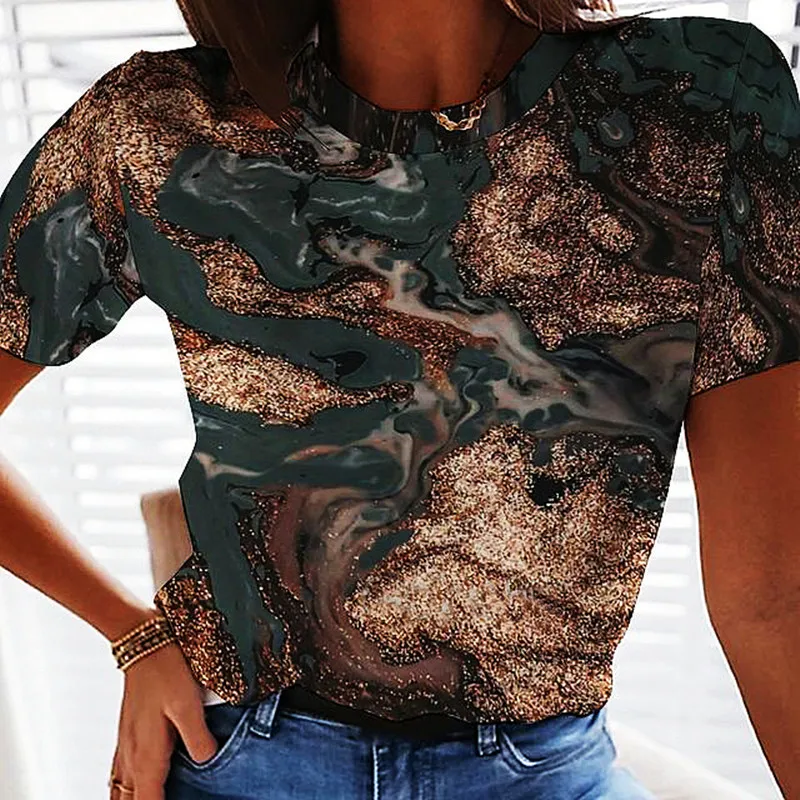 3d printed t shirt women retro abstract y2k high quality short sleeve casual clothing new summer 2022 vintage graphic tees Tees