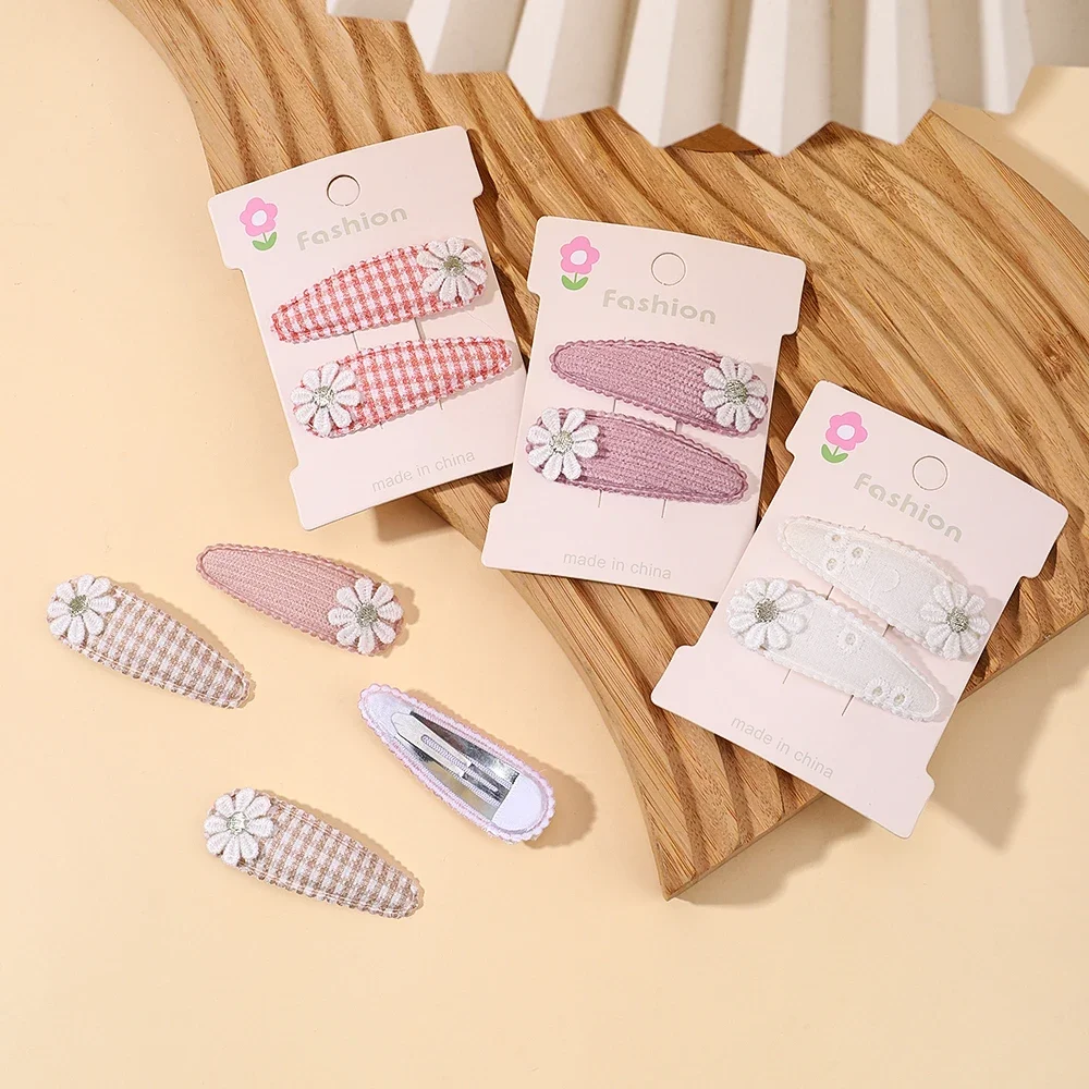 1pcs Ins 데이지 꽃 헤어 클립 어린이를위한 소녀 머리핀 레이스 화이트 바레트 공주 후크 액세서리 한국어