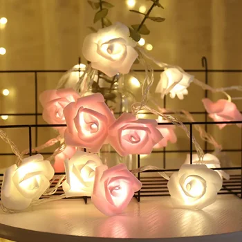 LED Artificial Rose/Cherry Blossom Lamp String Battery Powered New Year Decor Festival Garden LED Home Wedding Decorative Lights