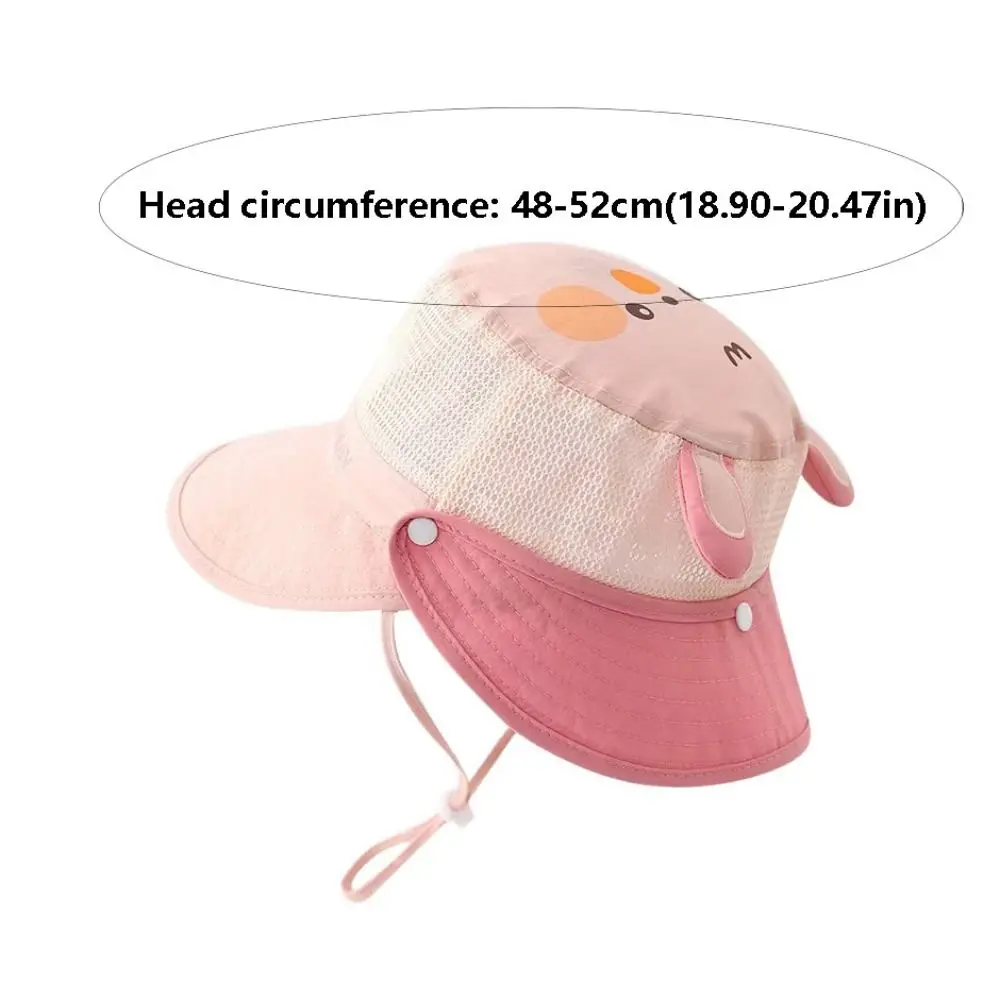 Quick-dry Cartoon Animal Bucket Hat Mesh Letter Embroidery Summer Kid Sunhat Detachable Shading Hat Children's Fisherman Hat Boy