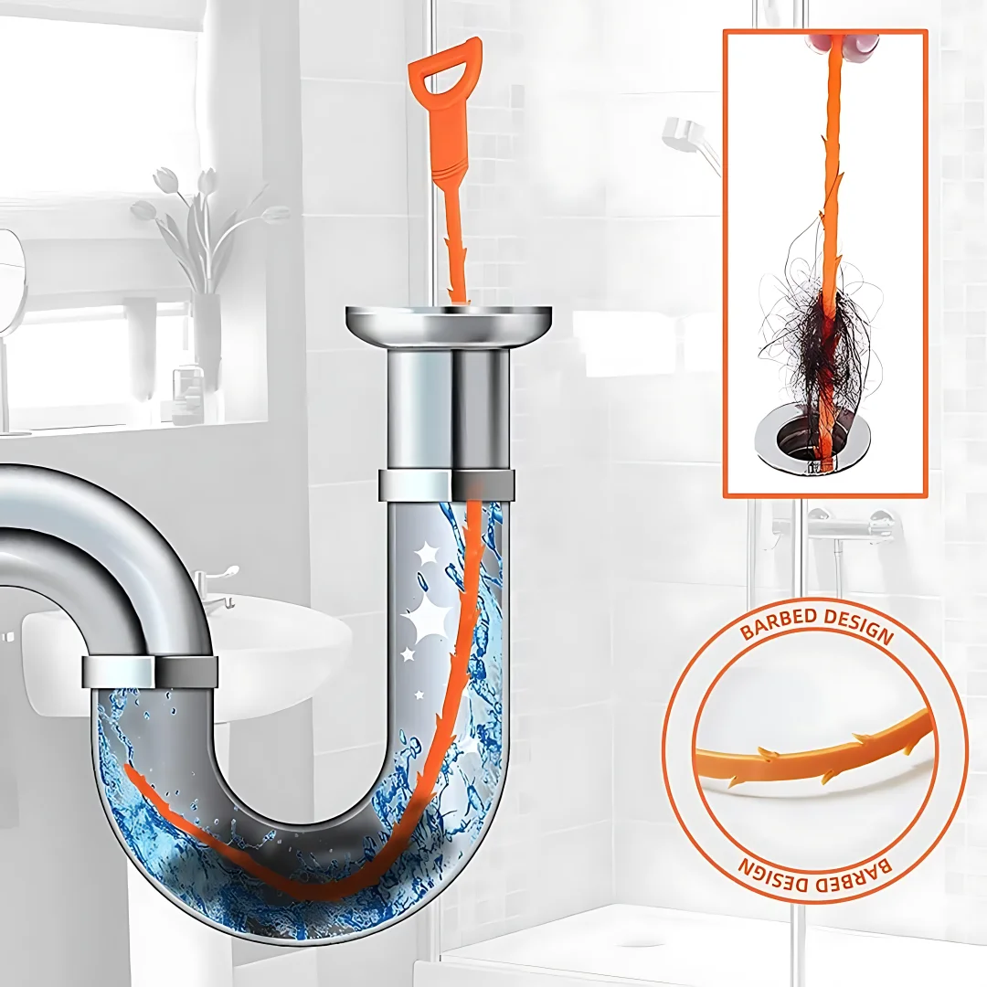 50PCHairDrainClogRemoverCleaningToolKitchenPipeUncloggingHook