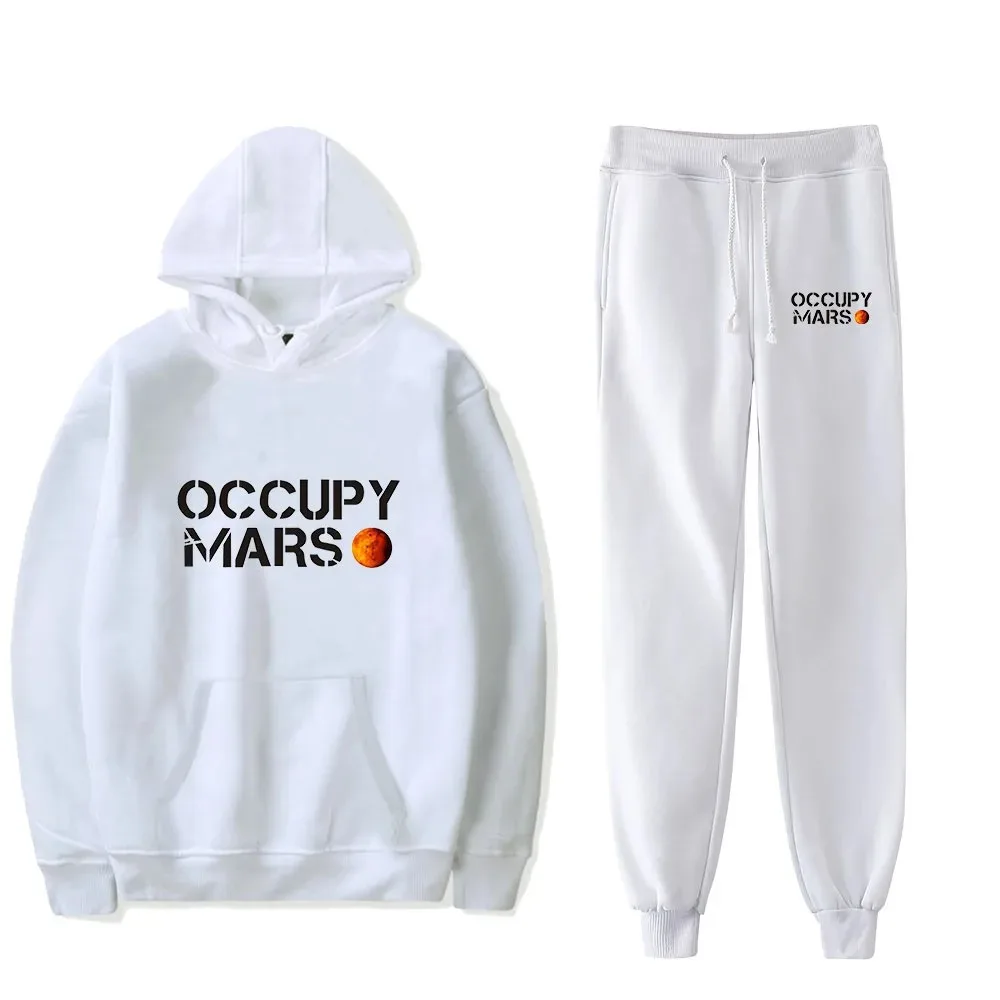 SpaceX Tricô Duas Peças Set Mulheres/Homens Manga Comprida Hoodies + Calça Jogger Harajuku Casual SpaceX Hoodie Unisex Streetwea