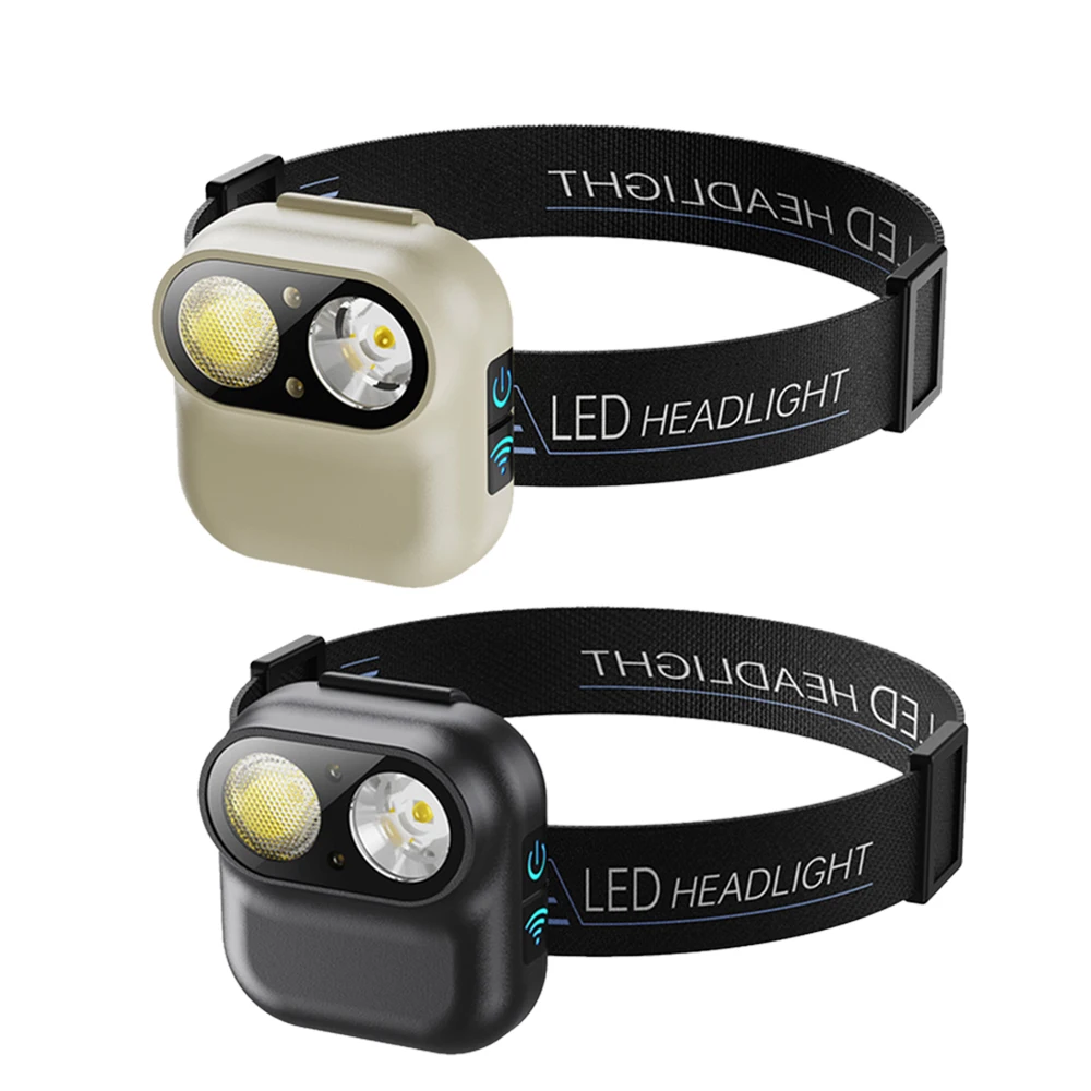 

Asafee LED Headlight EDC Mini Tiki Flashlight Waterproof Headlamp Sensor Switch Torch Rechargeable Lantern Work Light Hat Clip