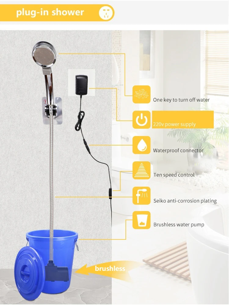 Lithium Battery Shower Portable Bath Pump for Dormitories Outdoor Bedroom  Rural Self-priming Simple Household Electric Shower