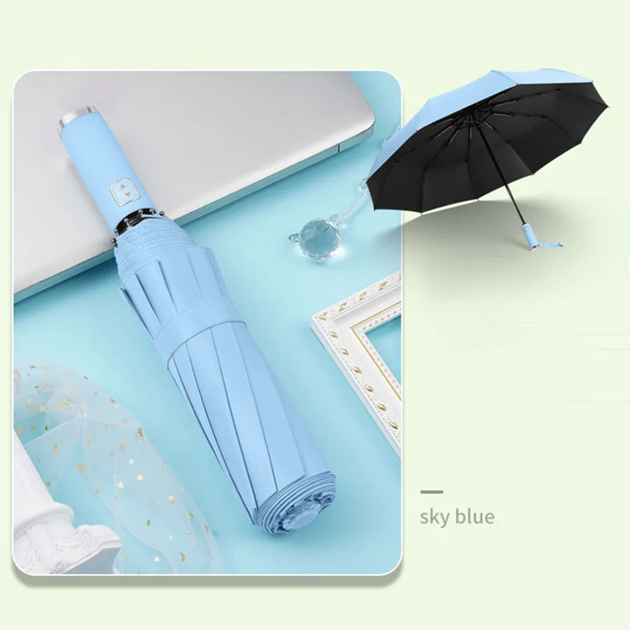 Premium Windproof Automatic Umbrella - UV Protection with Reinforced Design for All-Weather Use