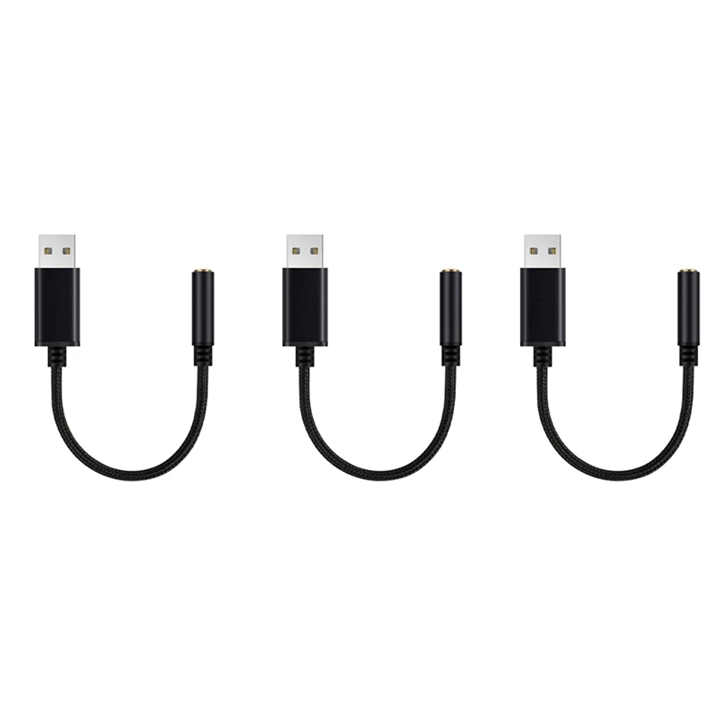 

ABGZ-3X USB к аудиоадаптеру для наушников 3,5 мм, внешняя стереозвуковая карта для ПК, ноутбука, PS4, Mac (0,6 фута, черный)