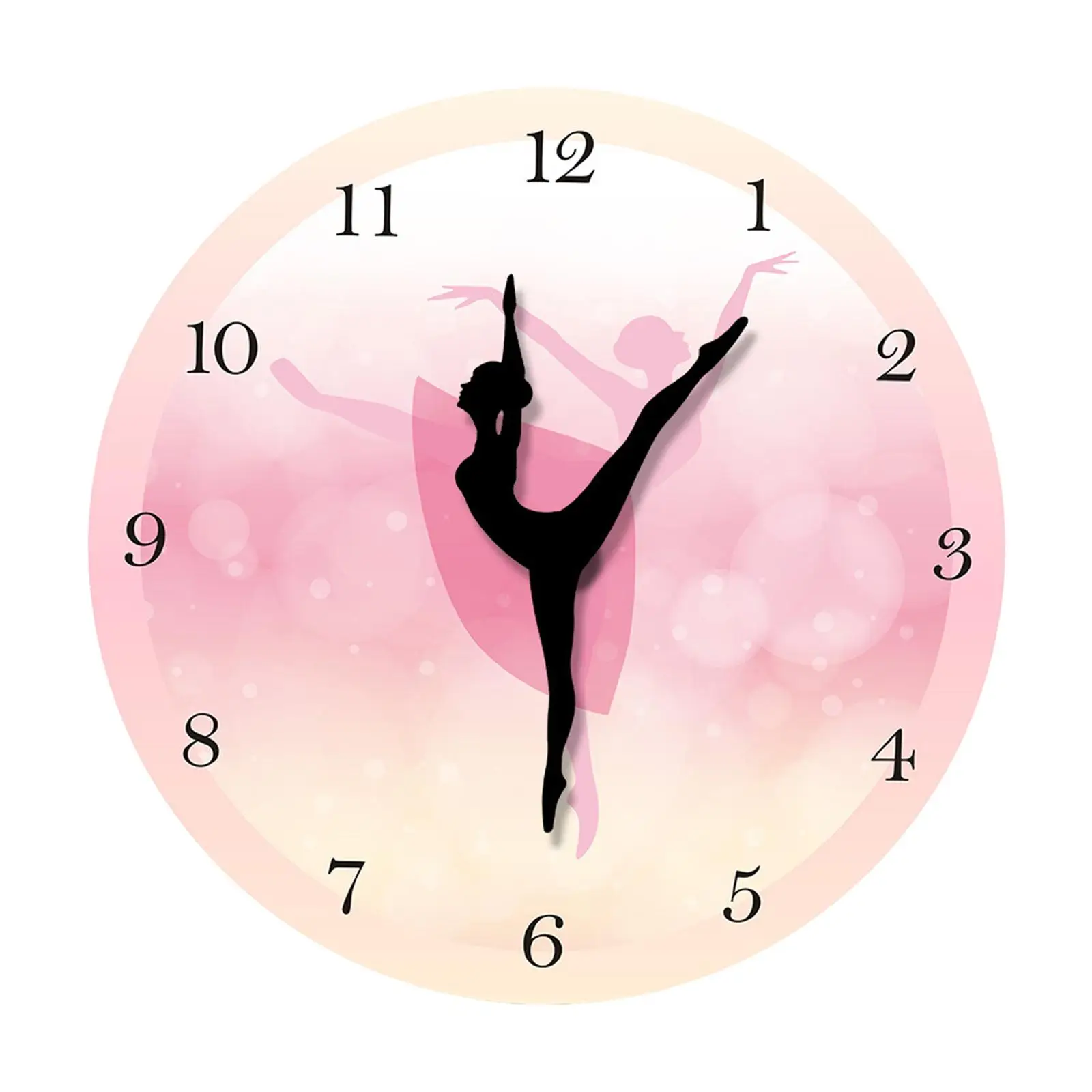 12inch Ballet Girl Wall Clock Decoration30cm Princess Pink Ballerina Wall Clock Decorative for Living Room Durable Multipurpose