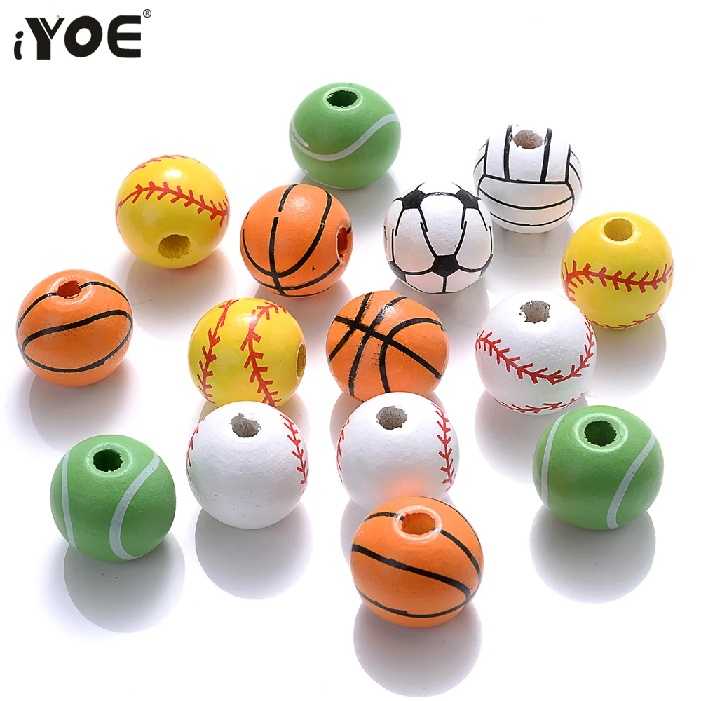 IYOE 10/20/30pcs 16Mm Mélange Boule Ronde Perles Basket Baseball Tennis
