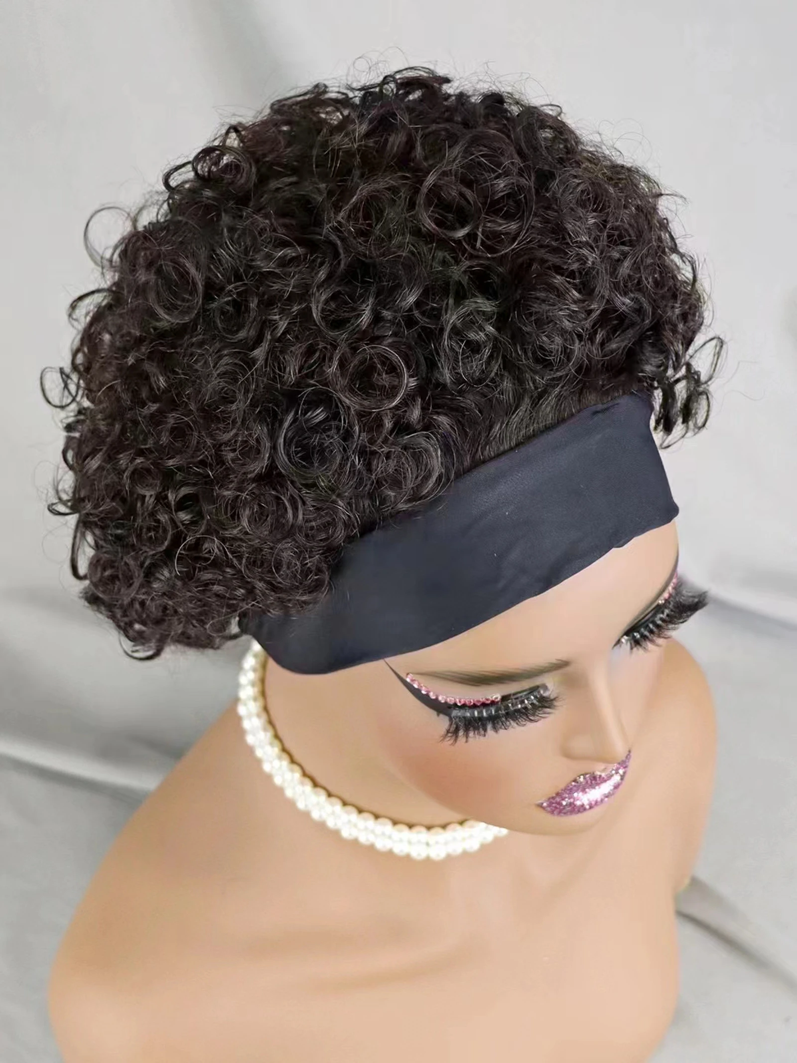 Bouncy Curly Short Machine Made Wigs Natural Hair Wigs 200% Density Remy Human Hair Bangs PrePlucked Black Women human hair wigs
