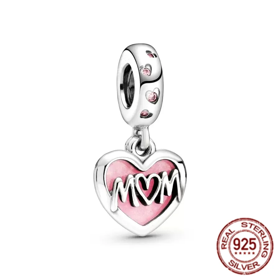 NEW Authentic 925 Sterling Silver Pink Original Charm Love Potion Murano Glass Heart Dangle Beads Fit Pandora Bracelet Jewelry images - 6
