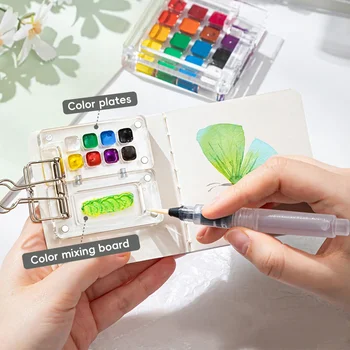 Mini tavolozza per acquerello acrilico vuota 8/15 griglia scatola di vernice portatile pittura da viaggio confezione per acquerello vassoio di vernice forniture d'arte
