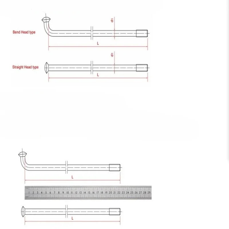 20 Rayons De Moto/Vélo En Acier Inox 304 - 3,5mm X 100-240mm - Avec Écrous Laiton - Pour Roue Électrique