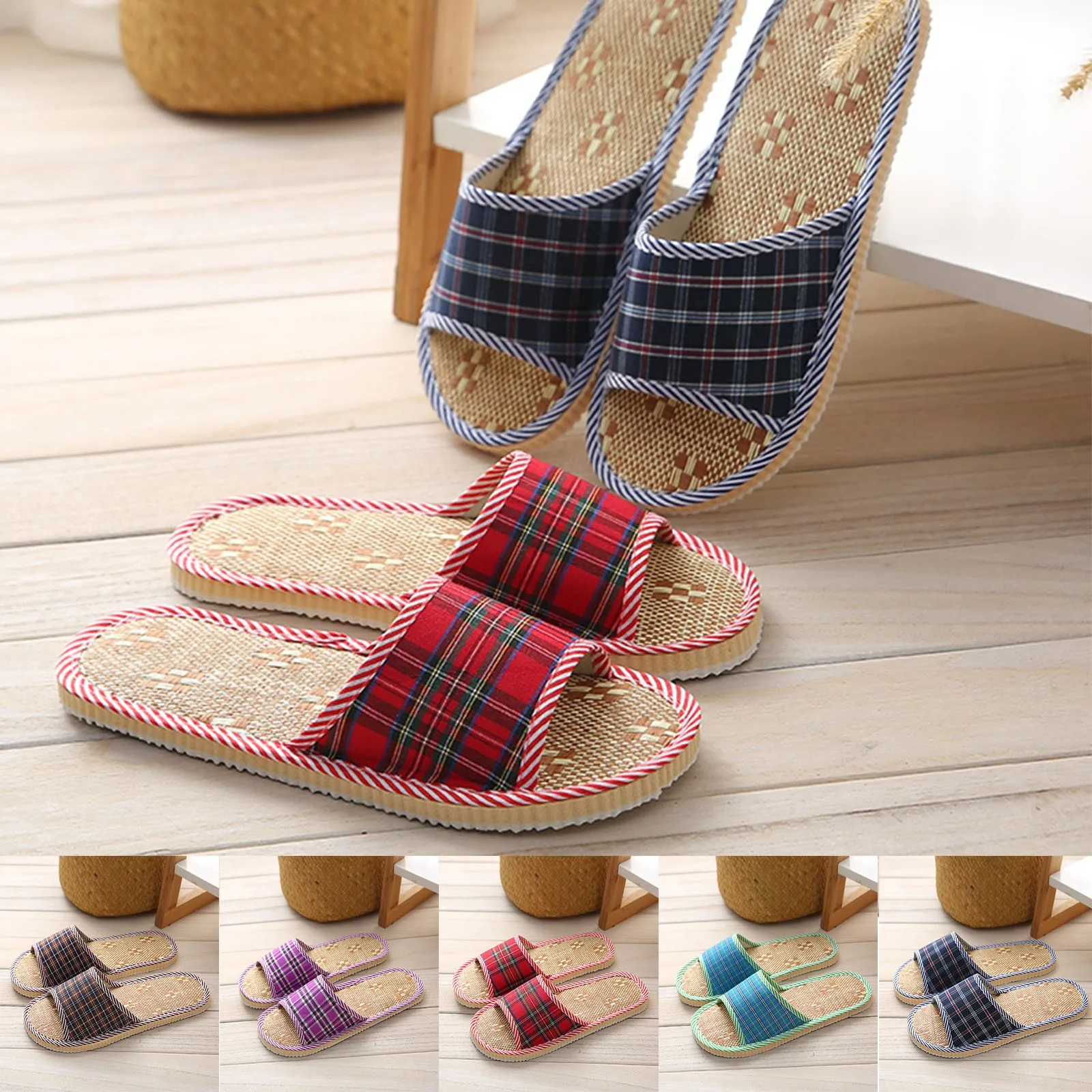 

Women Indoor Slippers Floor Flat Shoes Comfort Anti-slip Home Flax Linen Slipper Unisex Woman Men House Cotton Slides Wholesale