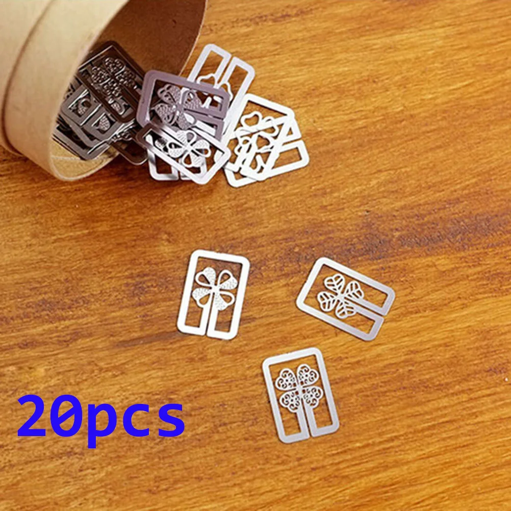 

20pcs/lot Mini Metal Bookmark Clips Cute Cartoon Animal Plated Sliver Bookmarks Stationery Gift book line marker Random Style