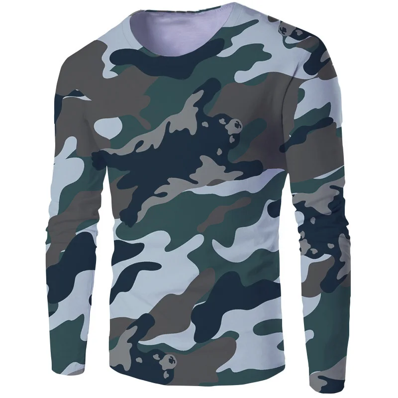 Mens Camo Long Sleeve T Shirt Pullovers