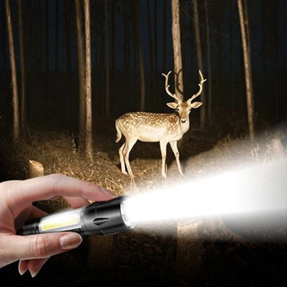 Waterproof Emergency Torch Telescopic Zoom XPE COB LED Torch Flashlight  Type-C USB Charging Camping Flashlight