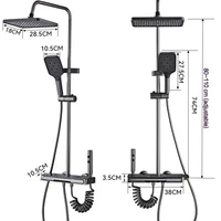 หรูหราห้องน้ําระบบฝักบัวก๊อกน้ําชุดพร้อมคีย์เปียโนแสงสมาร์ทอุณหภูมิจอแสดงผลดิจิตอลร้อนเย็น Mixer 6