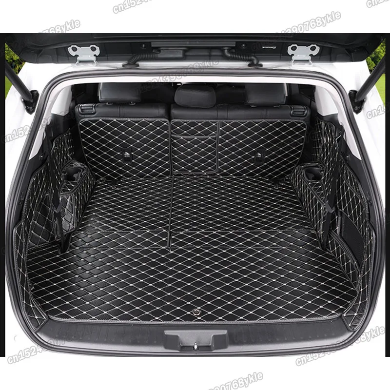 

leather car trunk mat cargo liner for toyota highlander 2020 2021 2022 2023 XU70 rear boot cover accessories hybrid 7 seats auto