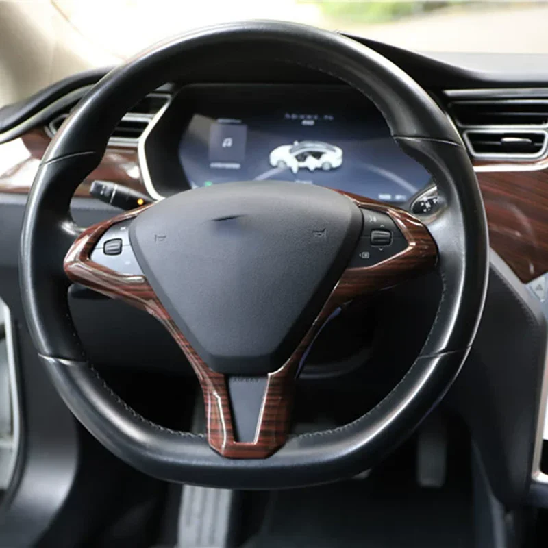 탄소 섬유 접착제 스티커 센터 콘솔 스티어링 휠 트림 스위치 보호대 장식, 테슬라 모델 S 2014-2019 용 자동차 액세서리