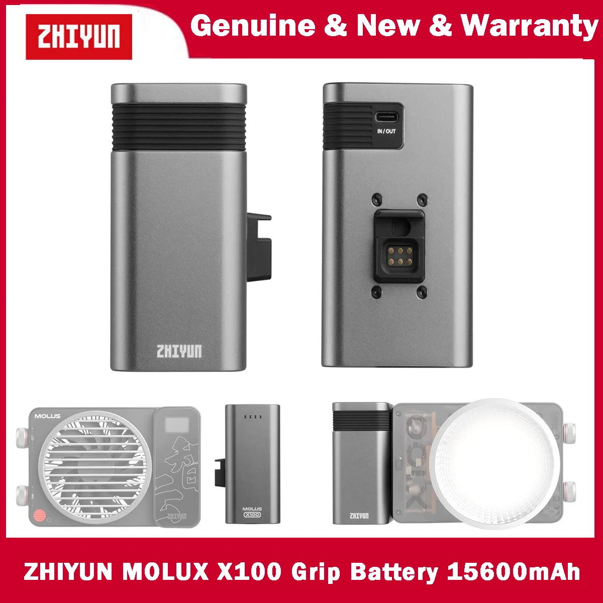 ZHIYUN MOLUS X100 Grip Battery 15600mAh USB Type-C DC Support PD