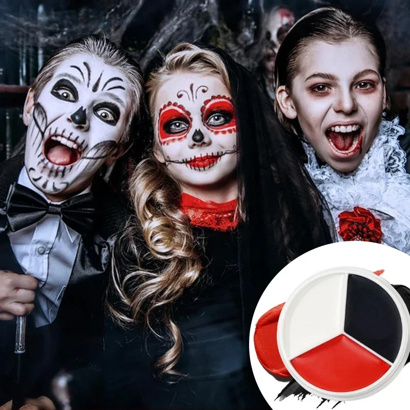 Halloween Makeup Palette Face Body Paint Makeup Wheel White Black Red Waterproof Zombie Skeleton Cosplay Makeup Face Painting 2