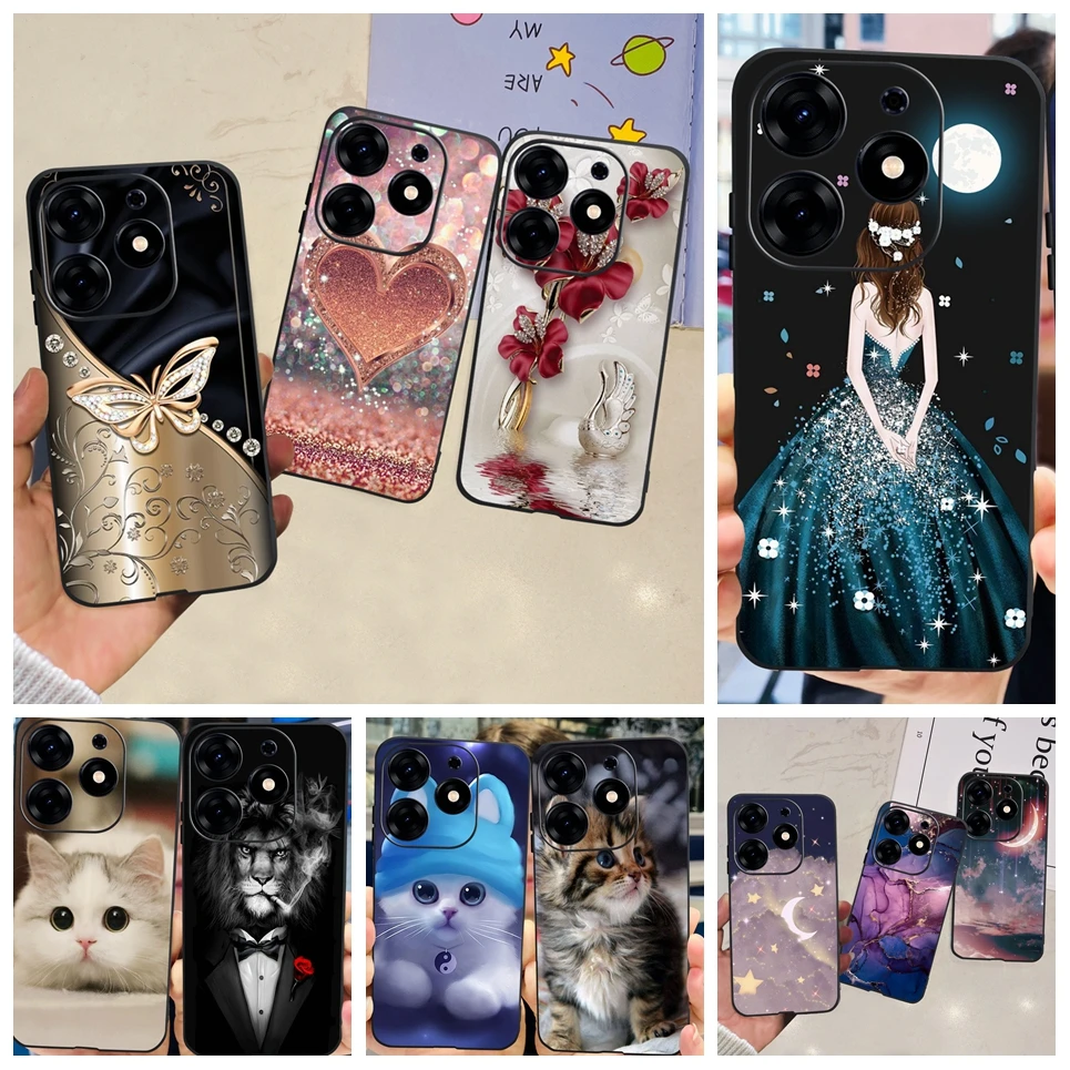 Per Tecno Spark 10 Pro Spark 10C Case Spark 9 Pro Spark 8C Spark 7 Cover Posteriore Paraurti Clear Soft Tpu Silicone Cute Cat Cartoon