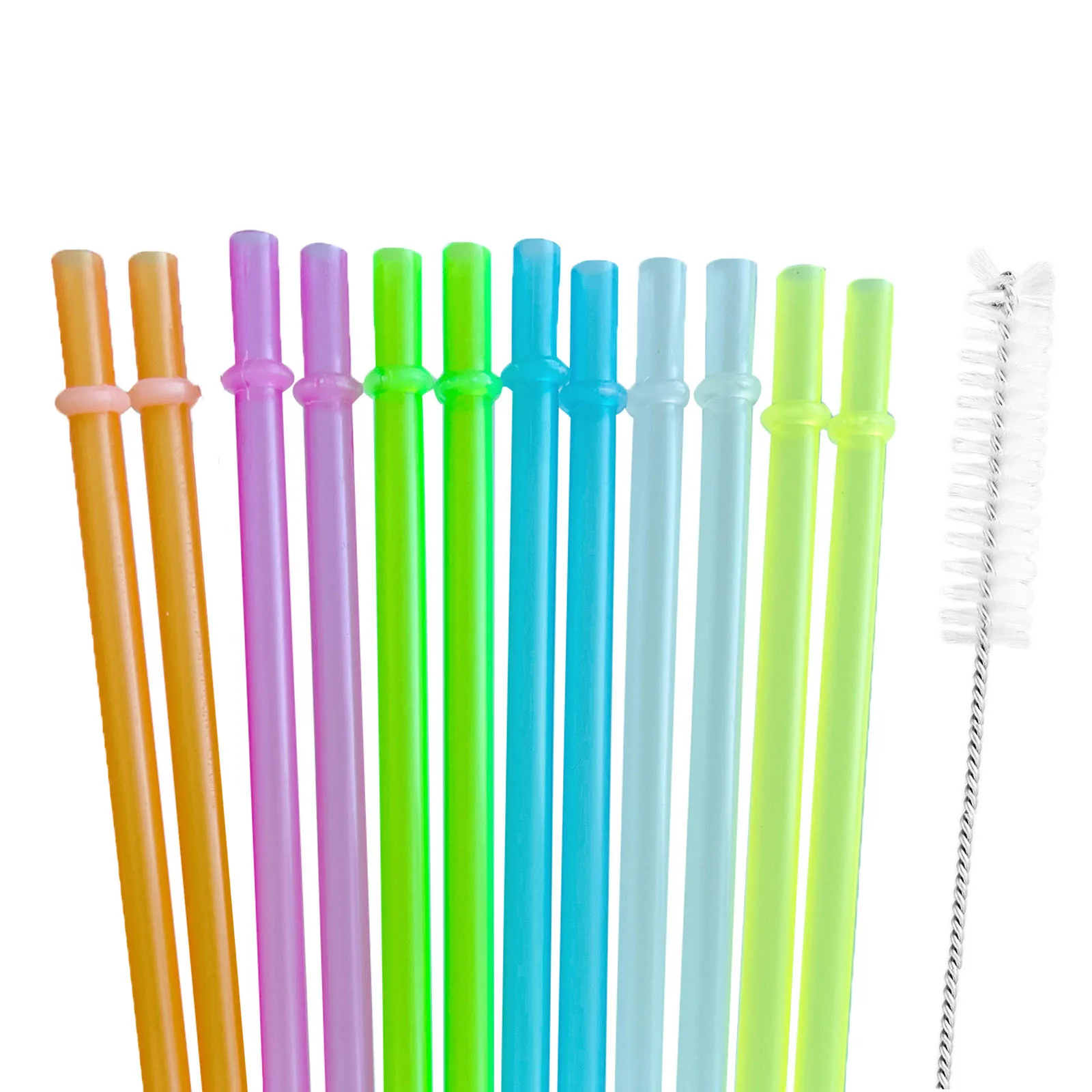 

12 Pieces Reusable Plastic Straws Fit For Mason Jars, Tumblers, 9 Inches Glitter Sparkle Unbreakable Drinking Straw With 1 Clean