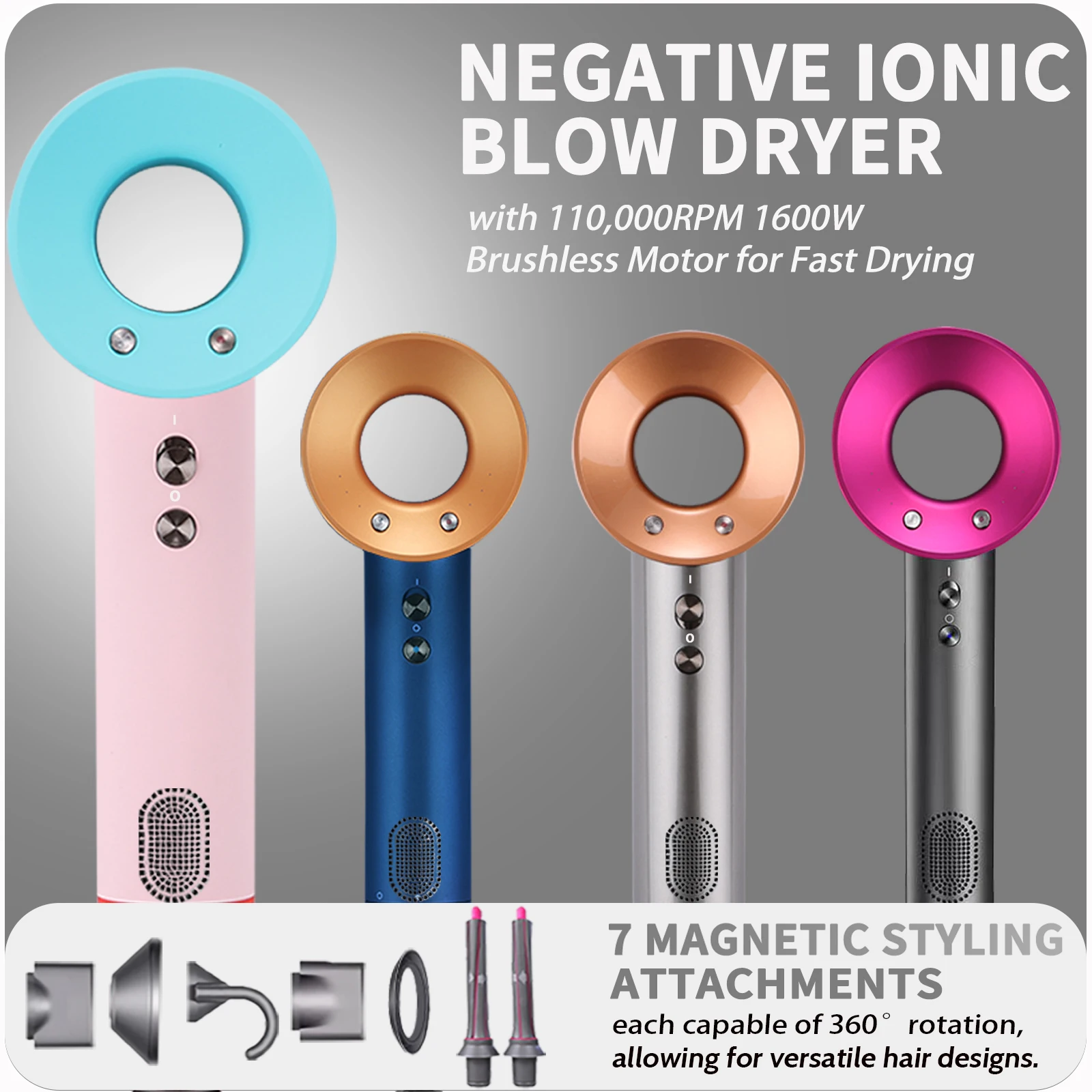 

Professional Negative Ion Hair Dryer High Speed Hair Dryer Home Appliances Hot & Cold Thermostat Control Electric Hair Dryer