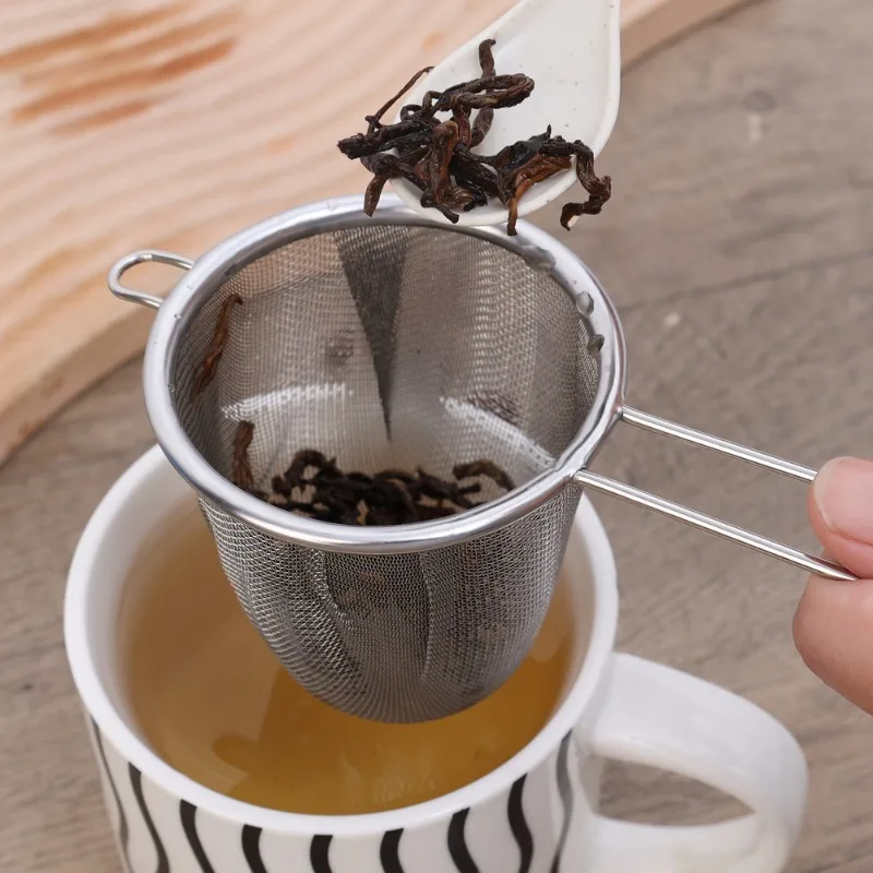 Stainless Steel Tea Strainer Coffee Herb Spice Filter Diffuser Fine Mesh Colander with Handle Reusable Anti-Scald Tea Infusers