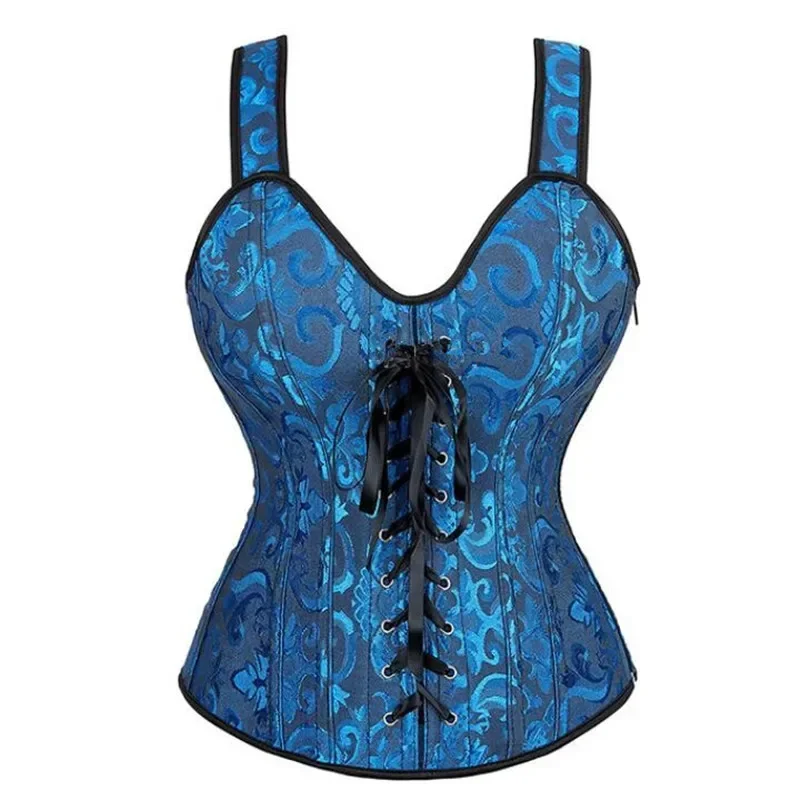 Corset With Straps Top Embroidery Vest Overbust Corselet Gothic Women Vintage Lingerie Sexy Korset Plus Size