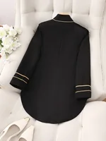 Elegant Black Double-Breasted Blazer with Golden Buttons