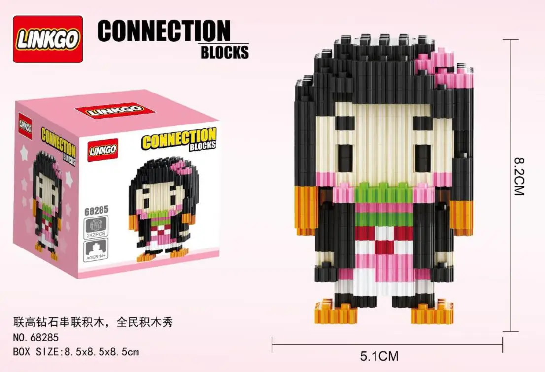 Bloques de construcción de 14 estilos, dibujos animados de Anime Nezuko Tanjirou Zenitsu Inosuke Kanawo Shinobu Tengen, juguetes educativos