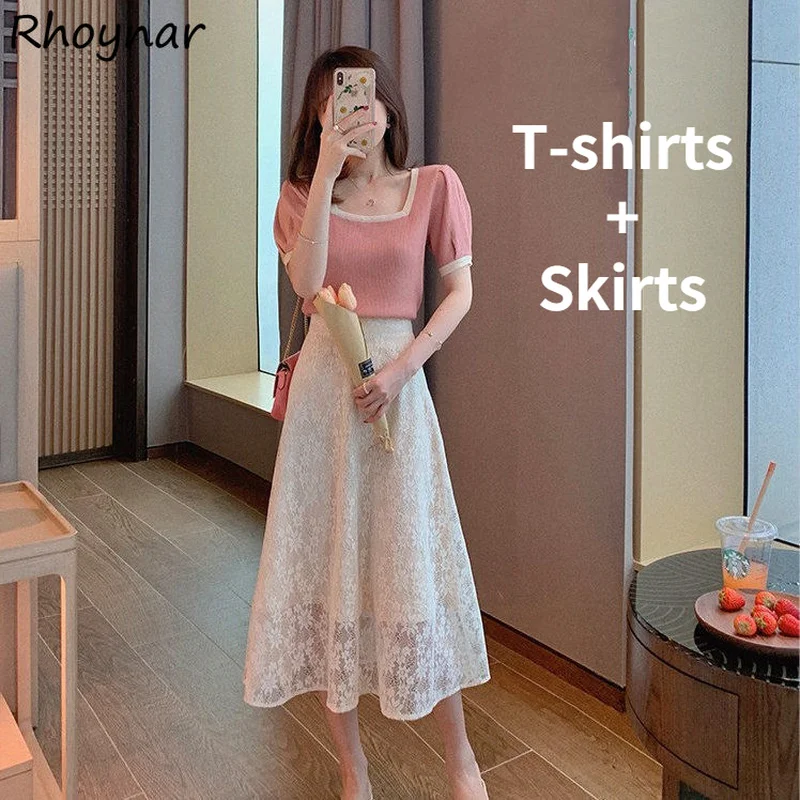 

Женские комплекты из 2 предметов, элегантная дизайнерская кружевная одежда в стиле пэчворк для девушек, Стильная летняя универсальная нежная популярная новинка