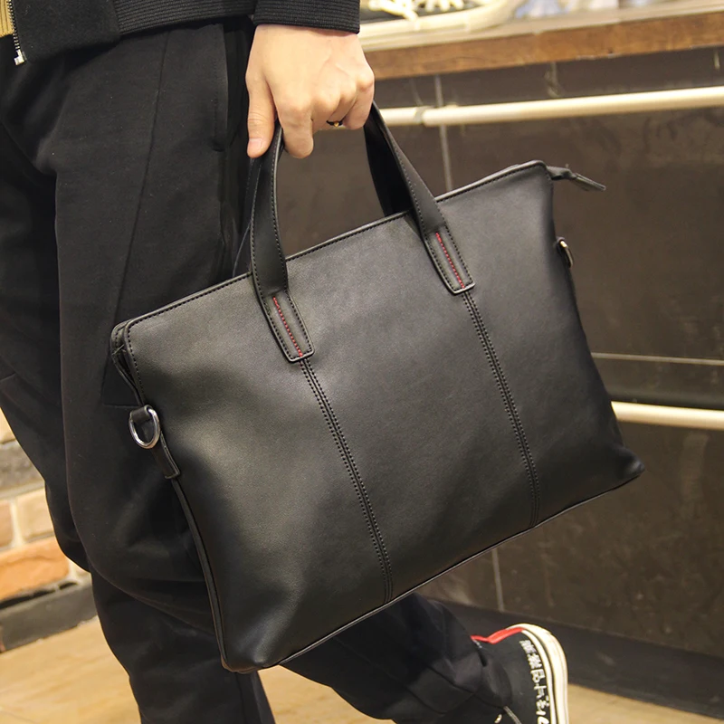 Men's Fashion Casual Business Briefcase High Quality Pu Leather Shoulder Messenger Bag Office