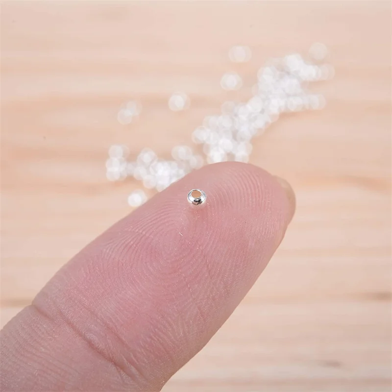 2-10MM Authentic 925 Sterling Silver Ball Sead Bead Mostacilla For DIY Charm Bracelet Jewelry Making Supplies Wholesale Business